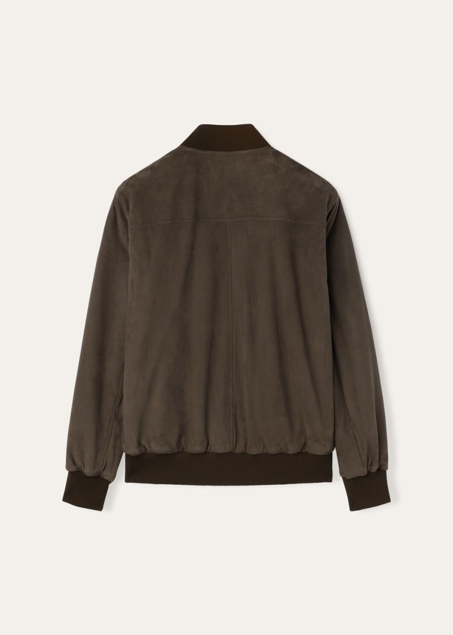 loro piana ivy bomberjack in de kleur kidskin coal green