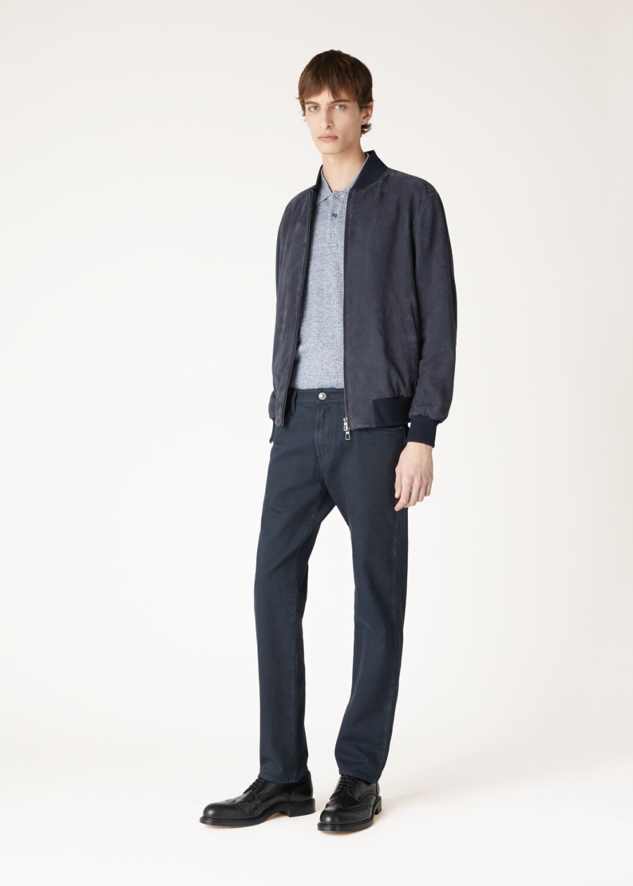 loro piana ivy bomberjack geitenleer marineblauw