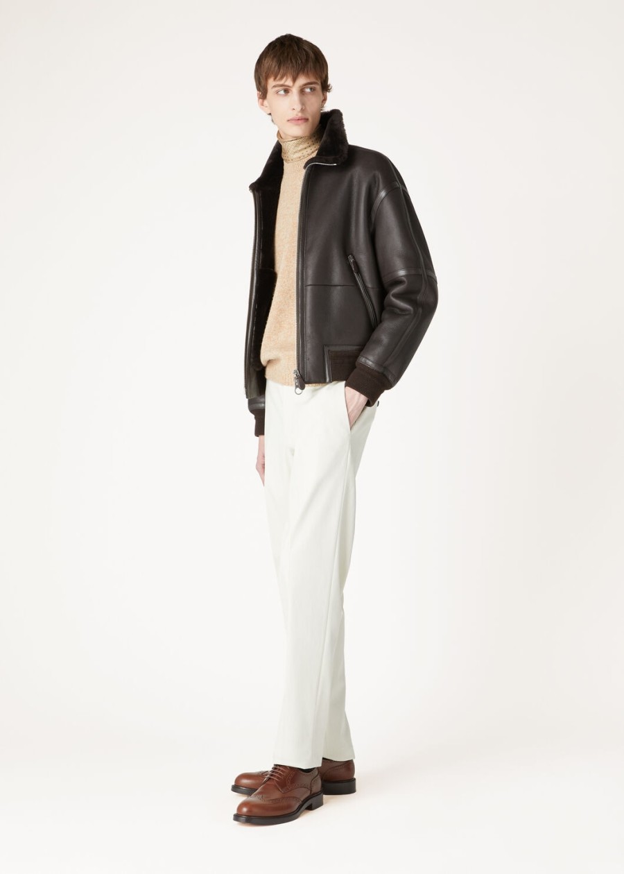 peter bomber shearling coffee jacket