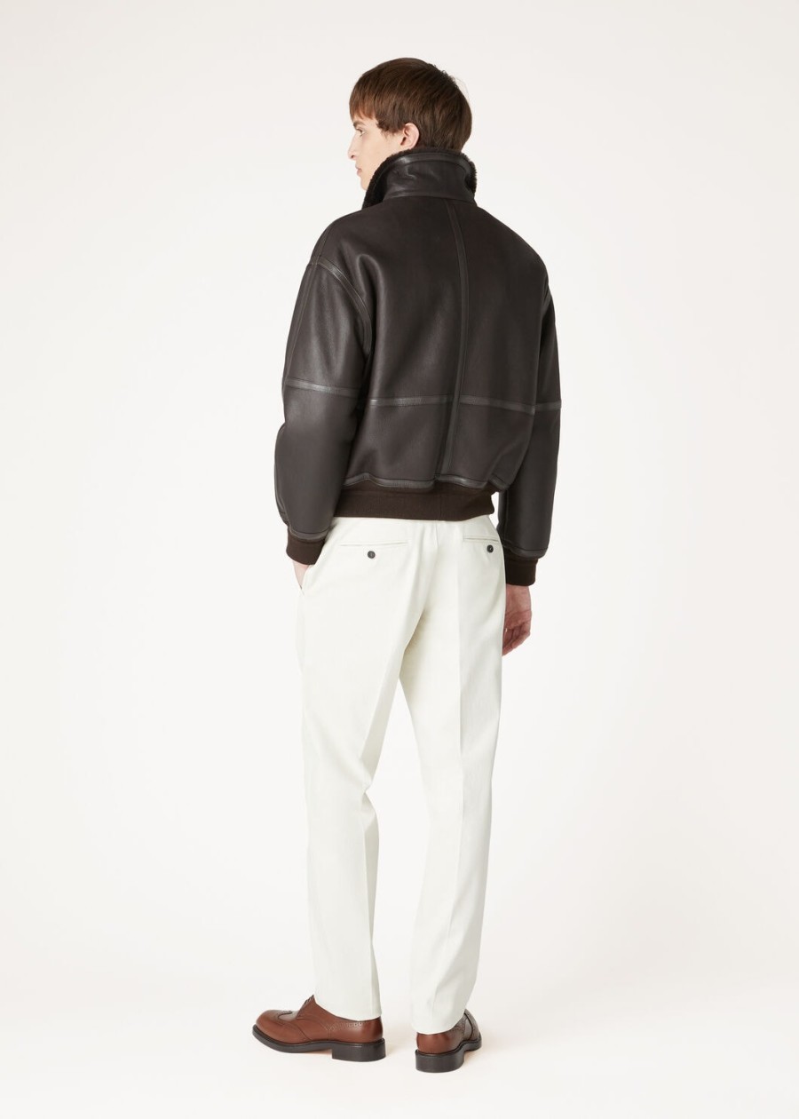 peter bomber shearling coffee jacket