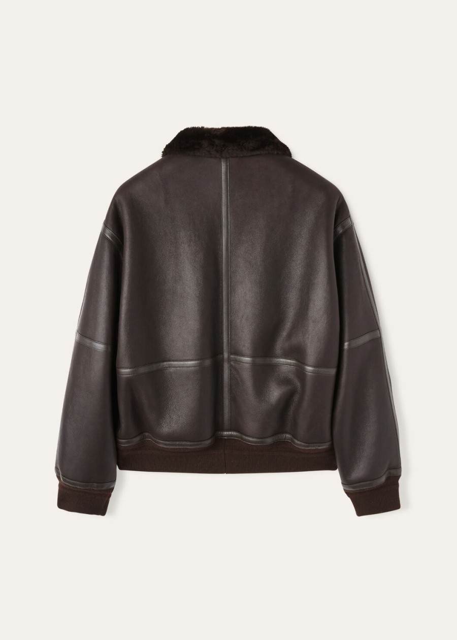 peter bomber shearling coffee jacket