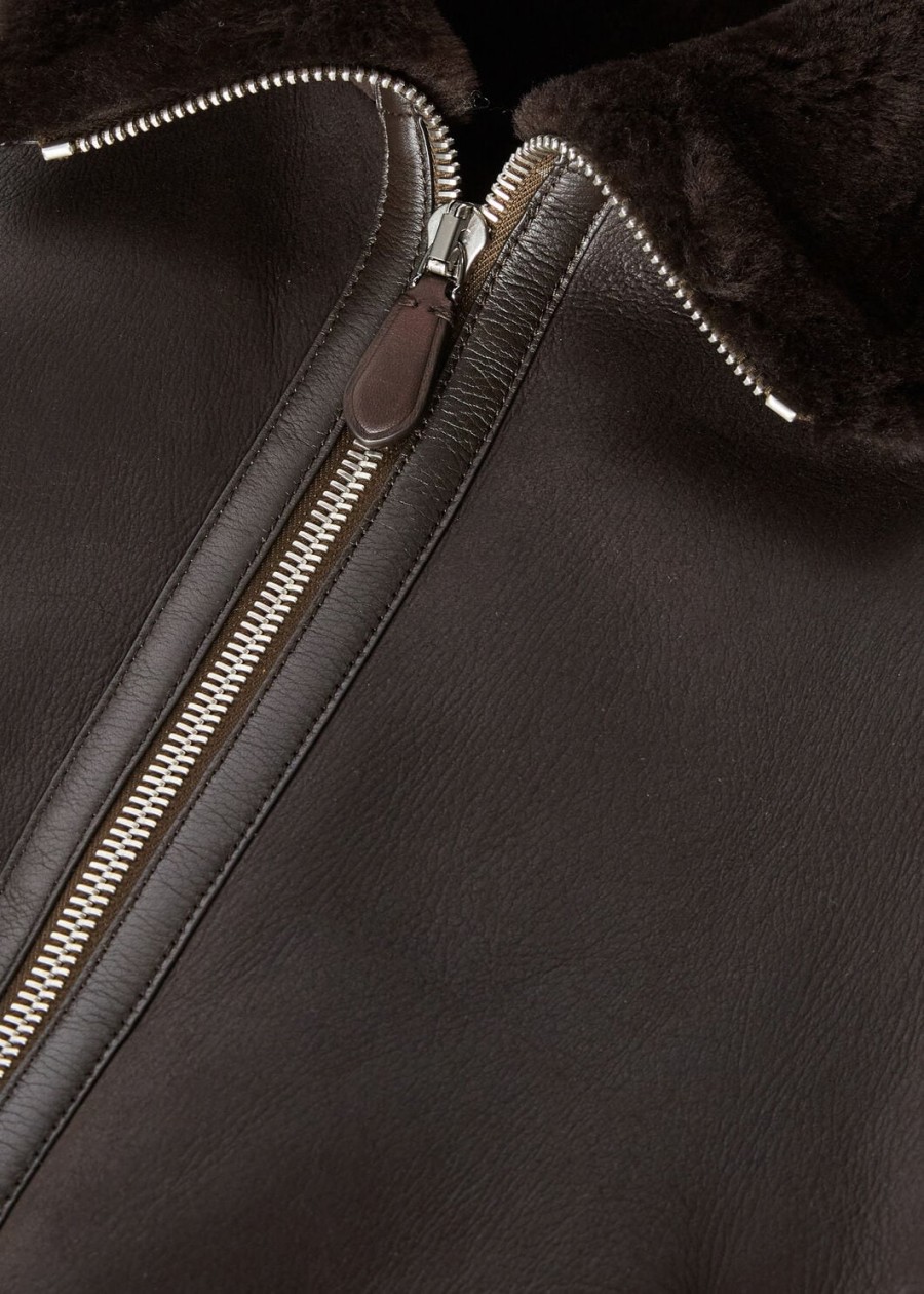 peter bomber shearling coffee jacket