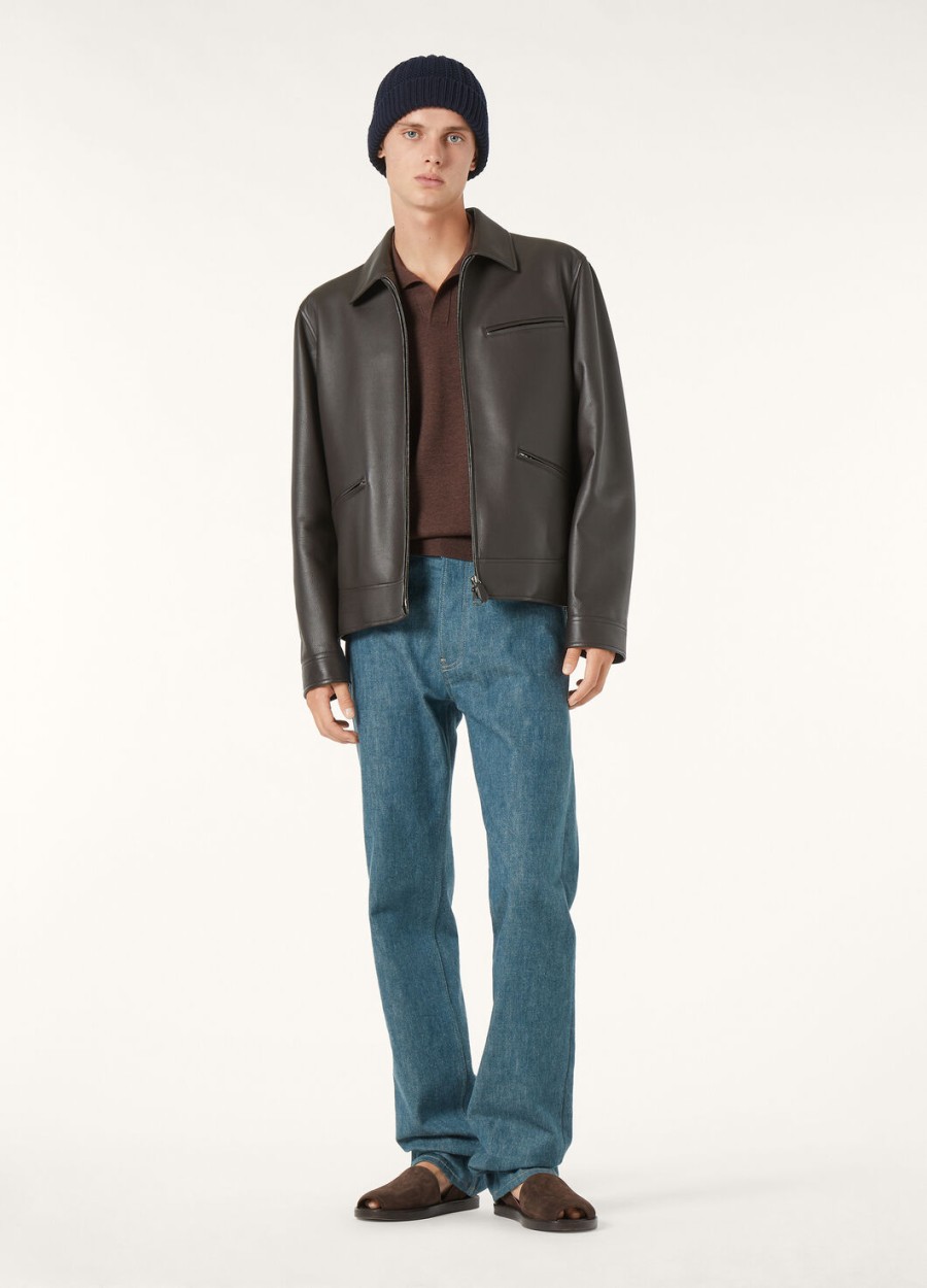 gail caviar kalfsleren blouson