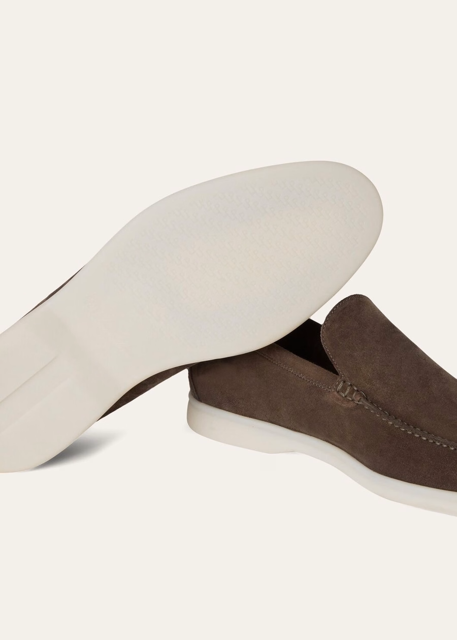 Summer Walk loafers van suède in warmgrijs