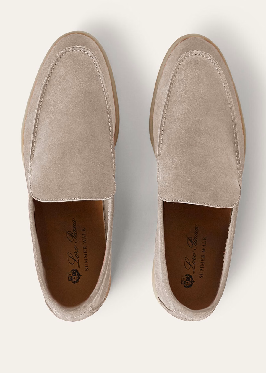 Summer Walk loafers van suède, klassiek beige