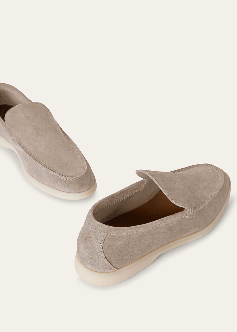 Summer Walk loafers van suède, klassiek beige