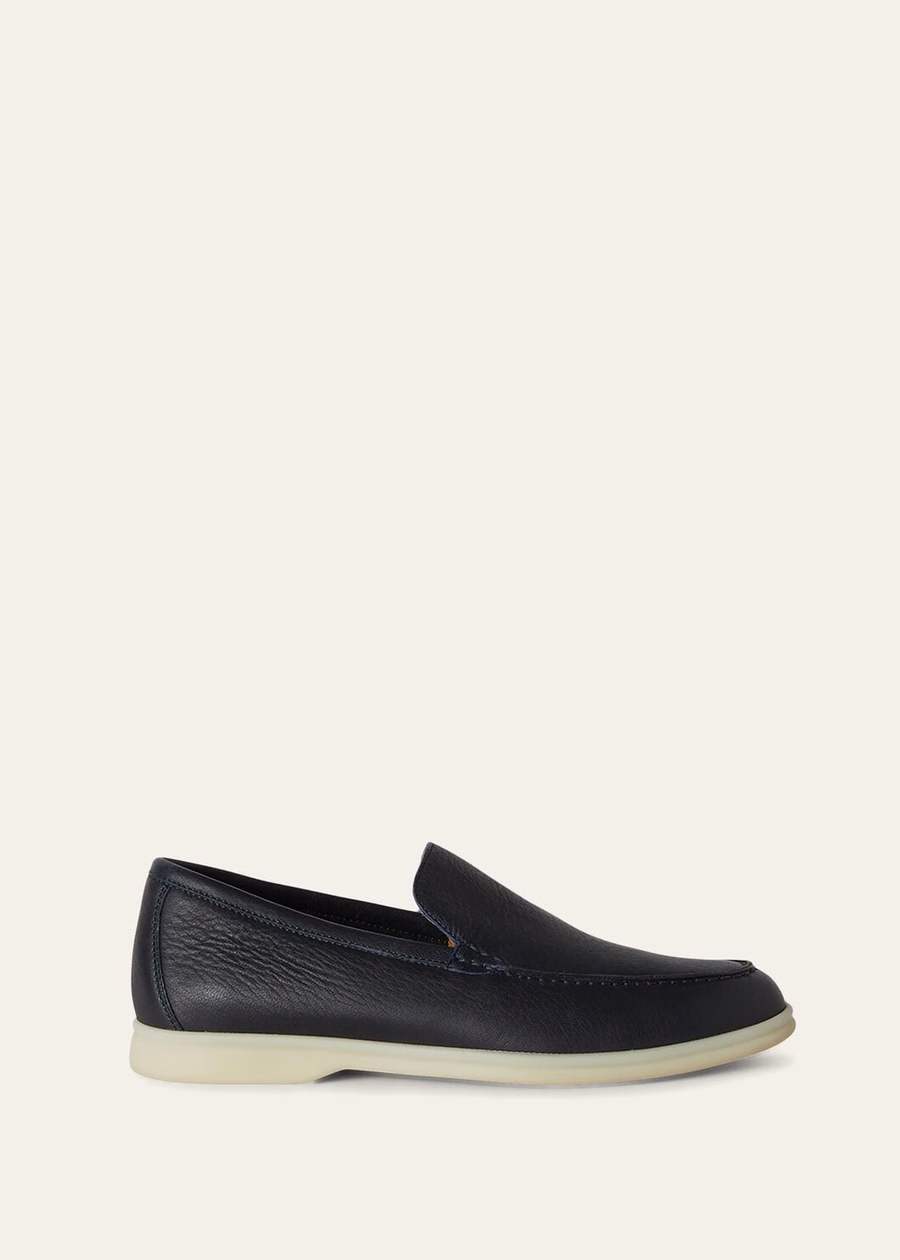 Summer Walk loafers van elandleer in marineblauw