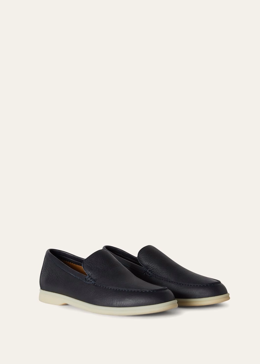 Summer Walk loafers van elandleer in marineblauw