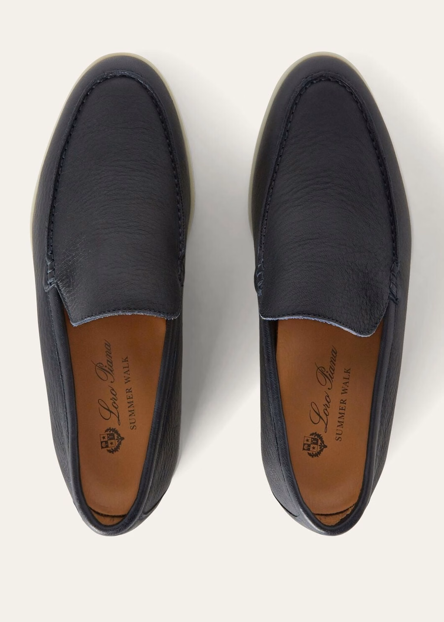 Summer Walk loafers van elandleer in marineblauw