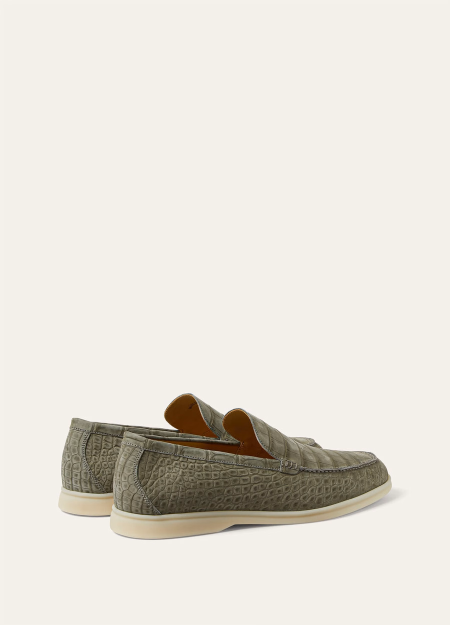 Summer Walk loafers van krokodillenleer in legergrijs