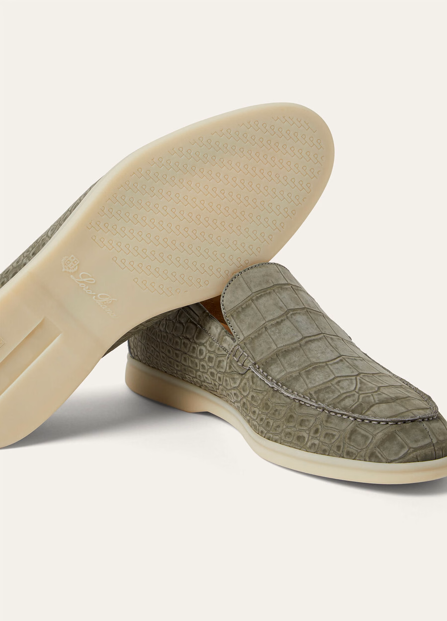 Summer Walk loafers van krokodillenleer in legergrijs