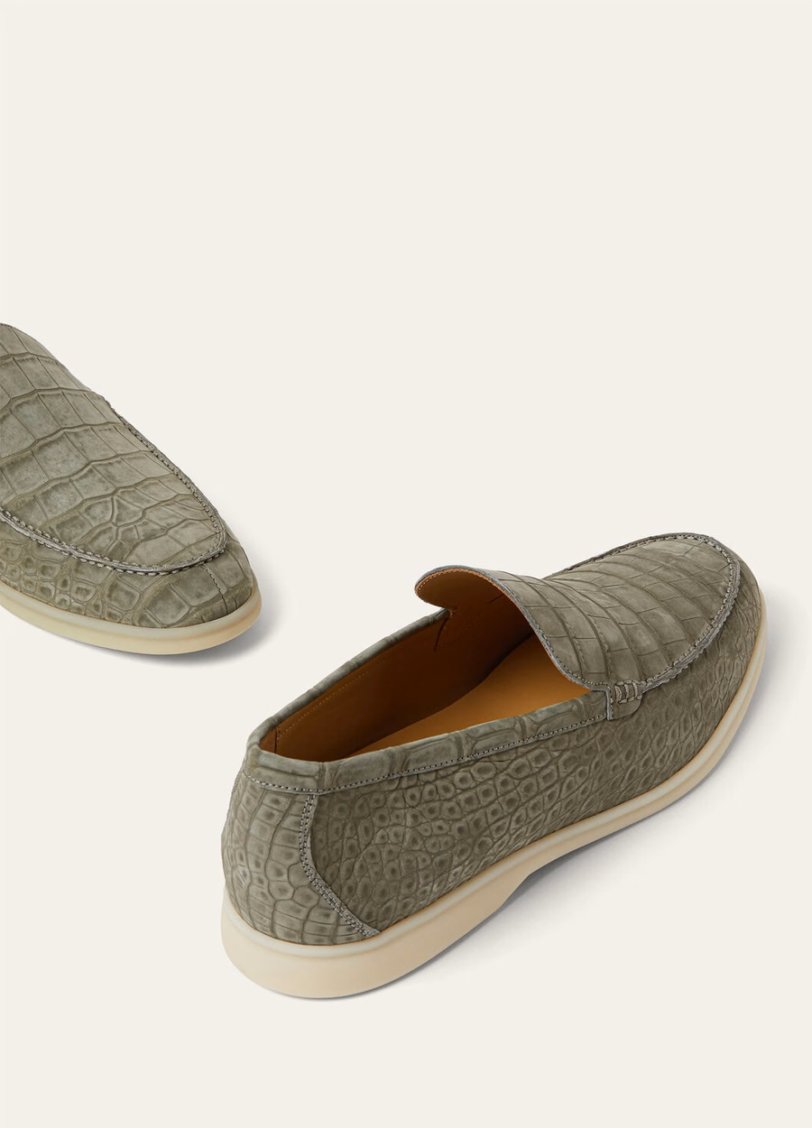 Summer Walk loafers van krokodillenleer in legergrijs