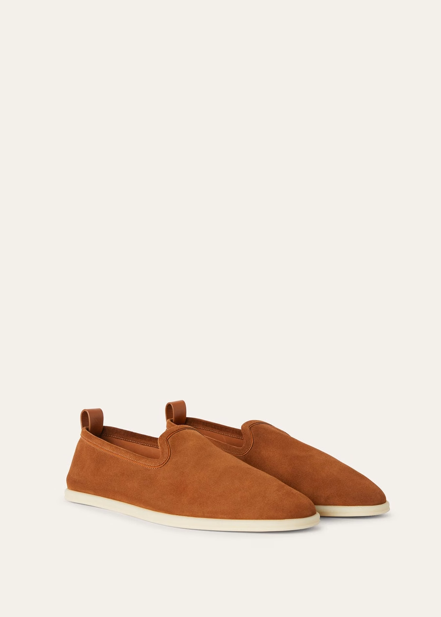 Venice Walk loafers van suède, bruin kalfsleer