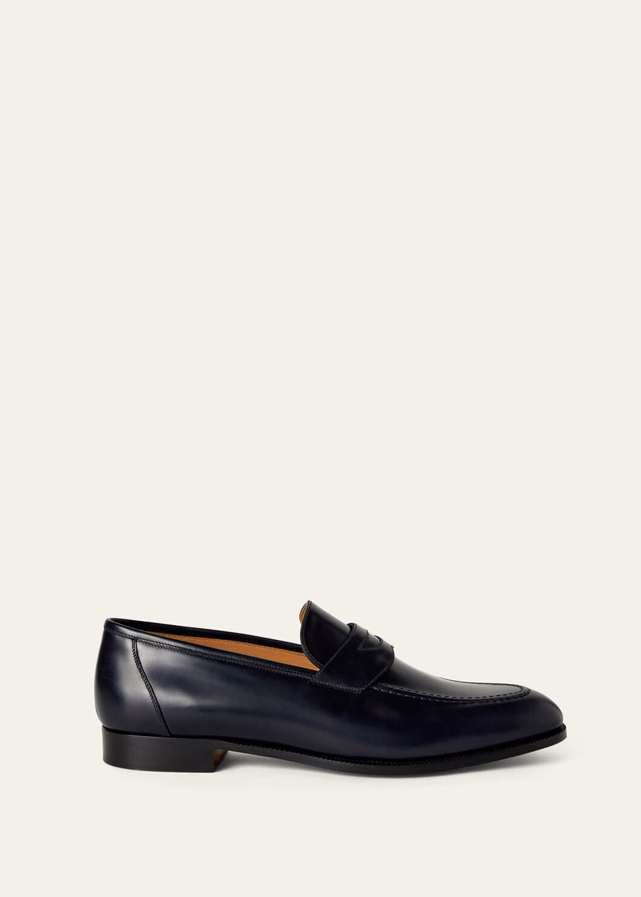 Sergio marineblauwe kalfslederen loafers