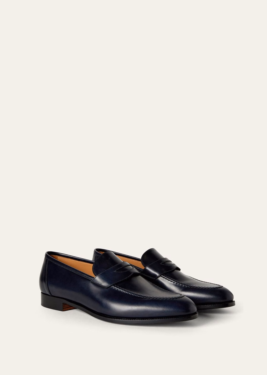 Sergio marineblauwe kalfslederen loafers