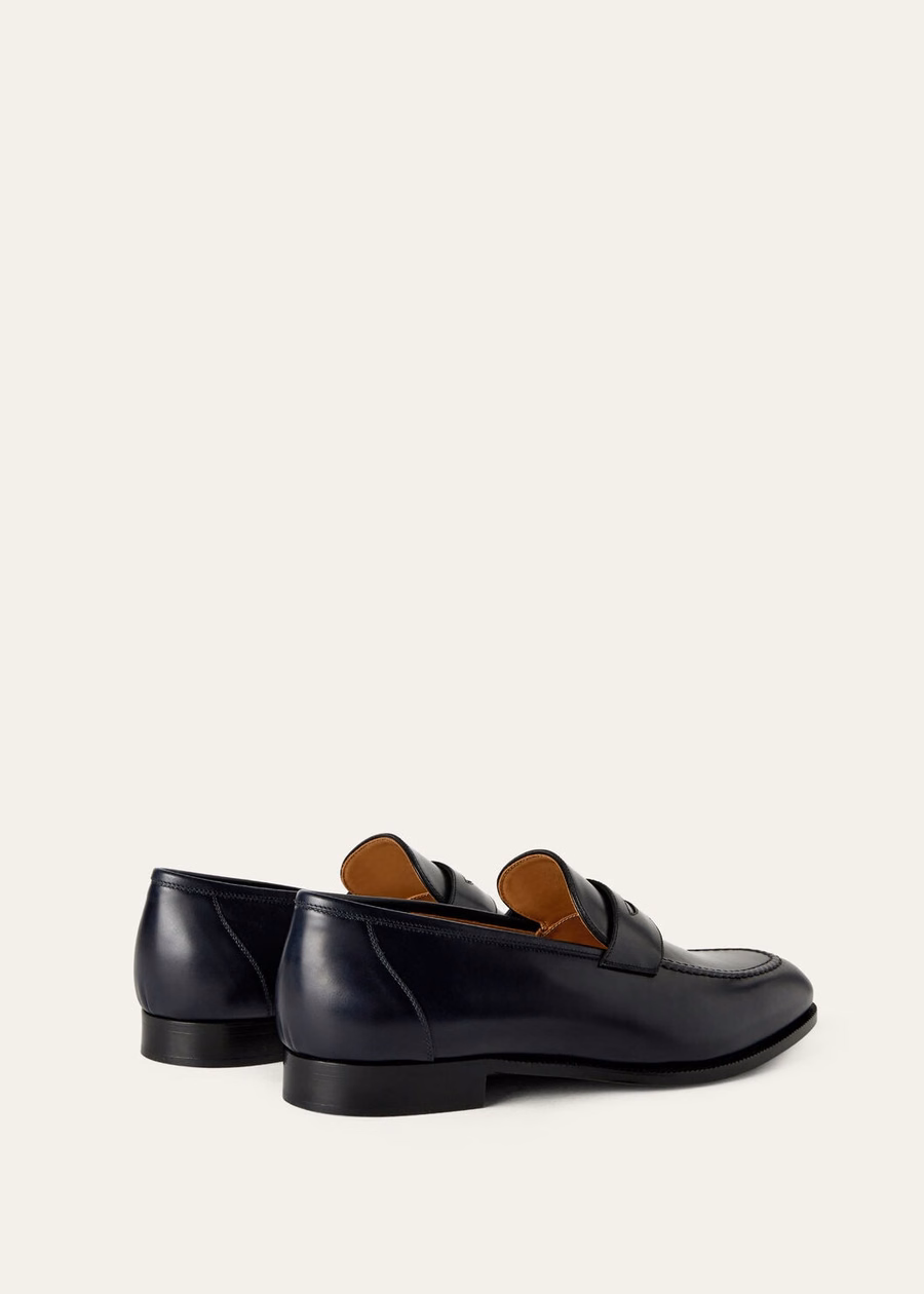 Sergio marineblauwe kalfslederen loafers