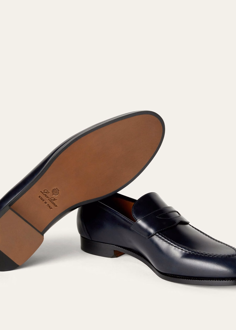 Sergio marineblauwe kalfslederen loafers