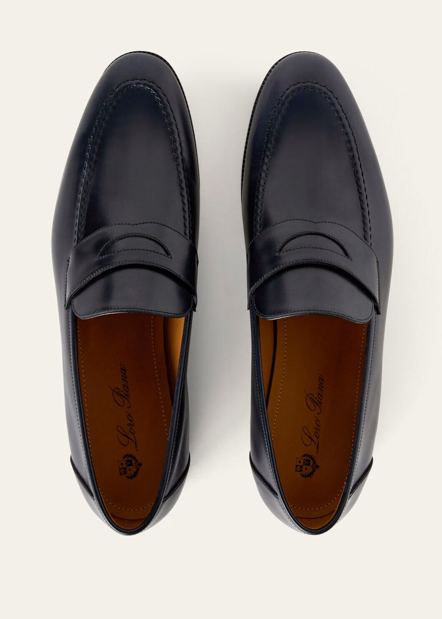 Sergio marineblauwe kalfslederen loafers