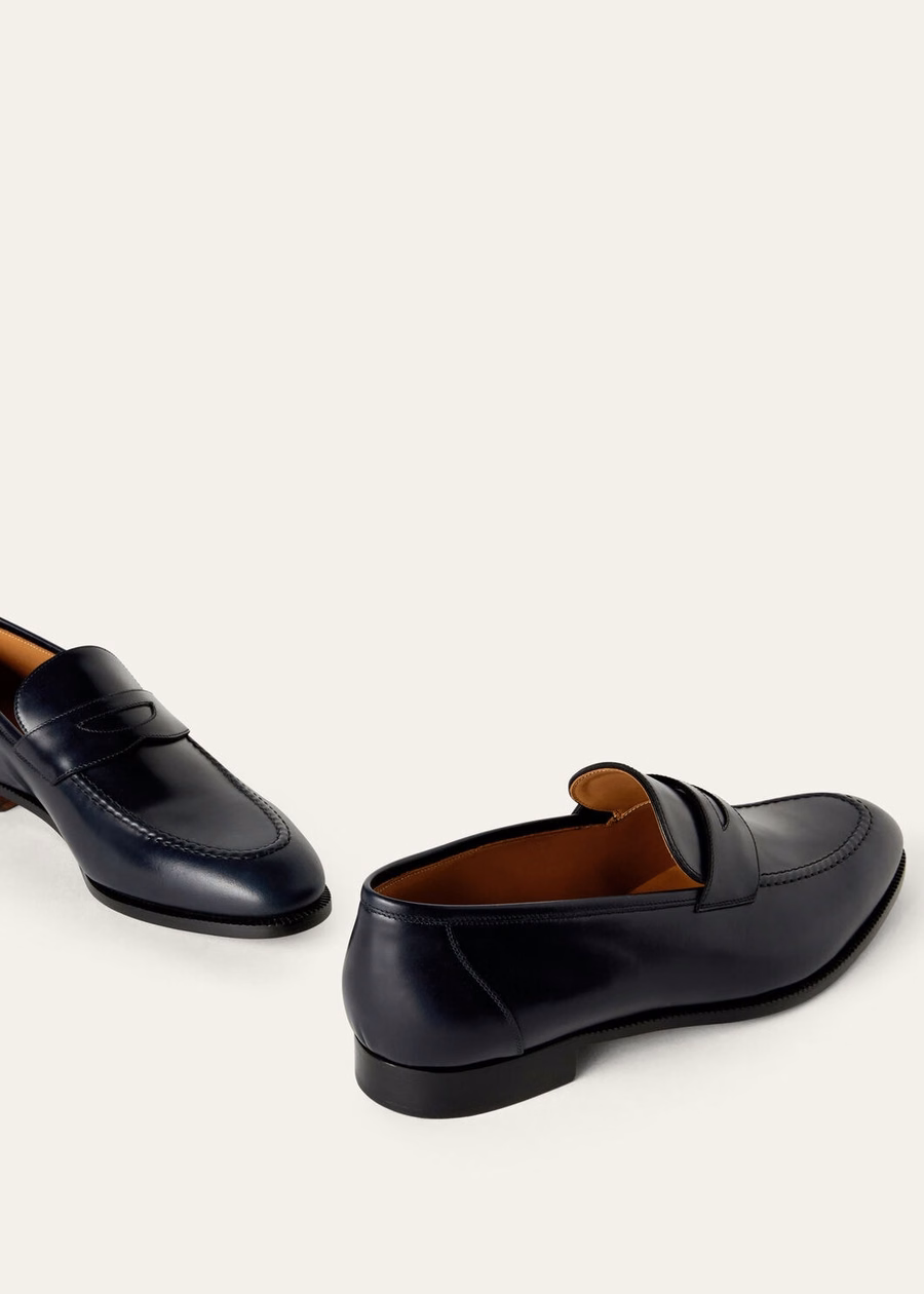 Sergio marineblauwe kalfslederen loafers