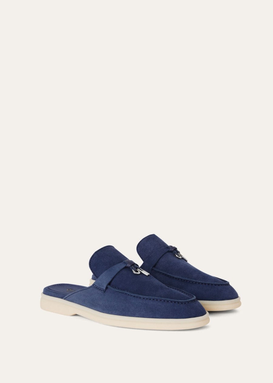 babouche charms walk loafer suède geitenleer fluorietblauw