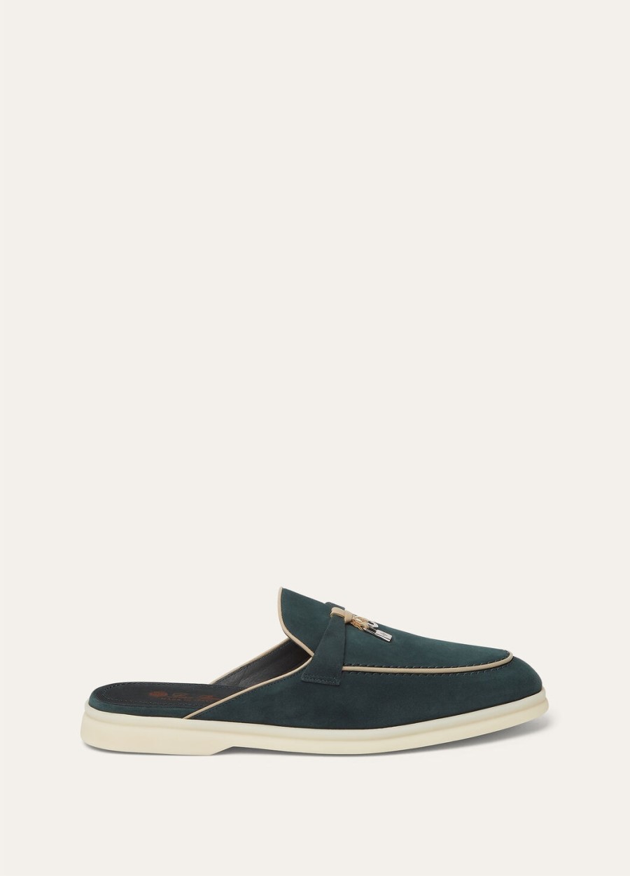 charms walk babouche loafer suede suede goat emerald noire