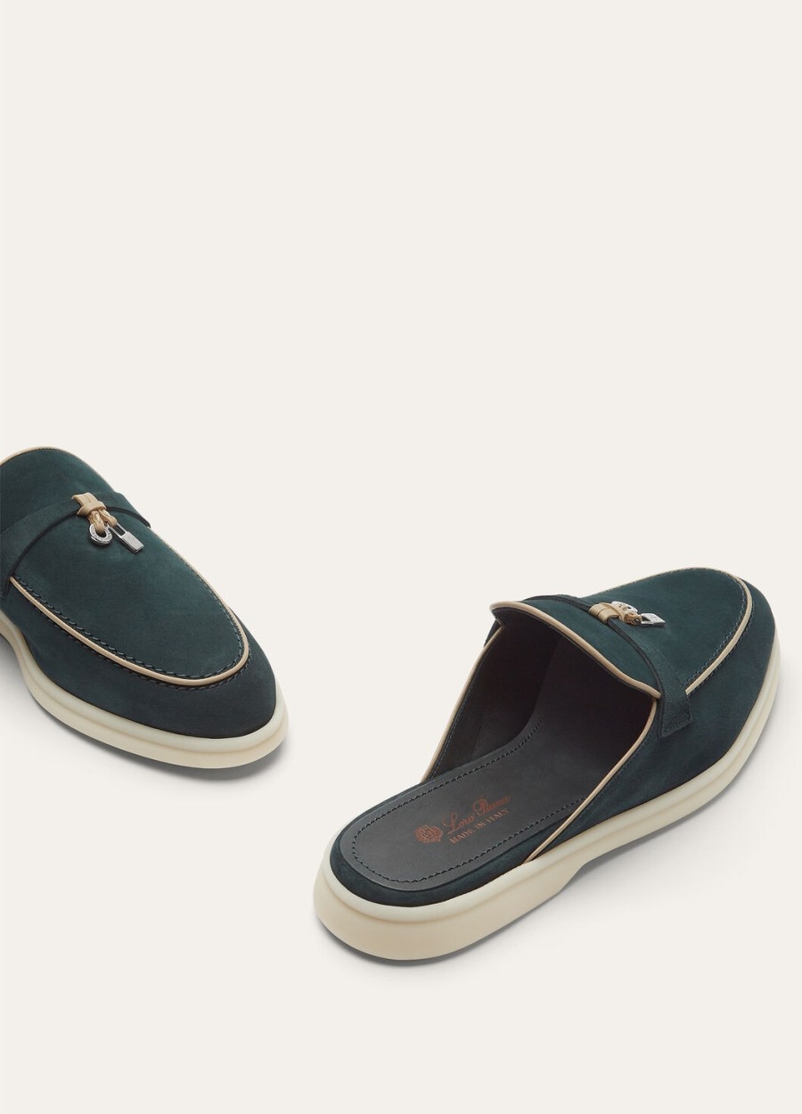 charms walk babouche loafer suede suede goat emerald noire