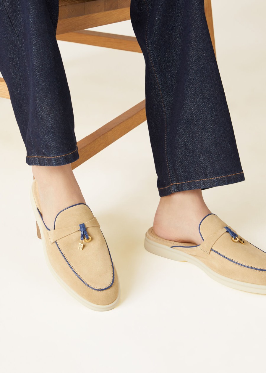 charms walk babouche loafer suède geitenleer hinoki hout