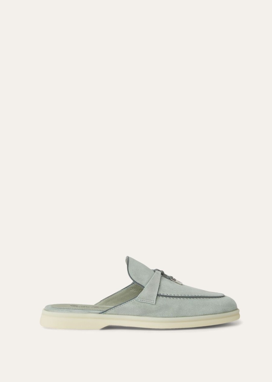 charms walk babouche loafer suède leer geitenleer eucalyptus