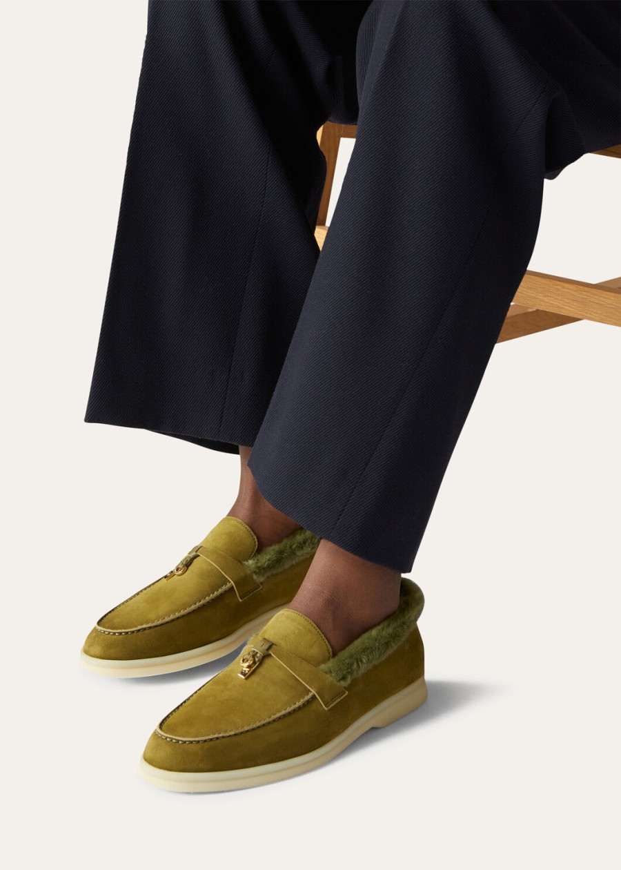summer charms walk loafers suède olijfblad