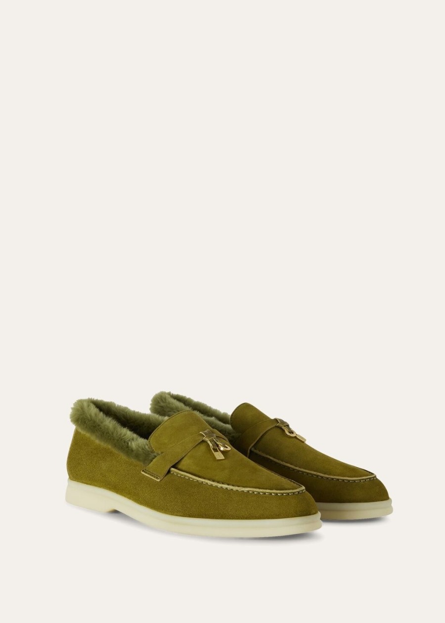 summer charms walk loafers suède olijfblad
