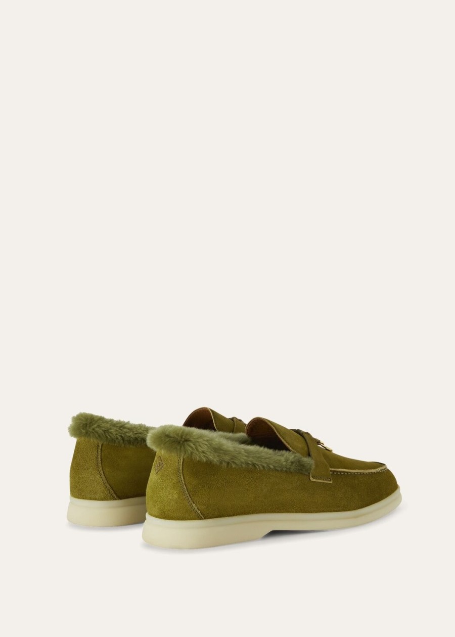 summer charms walk loafers suède olijfblad