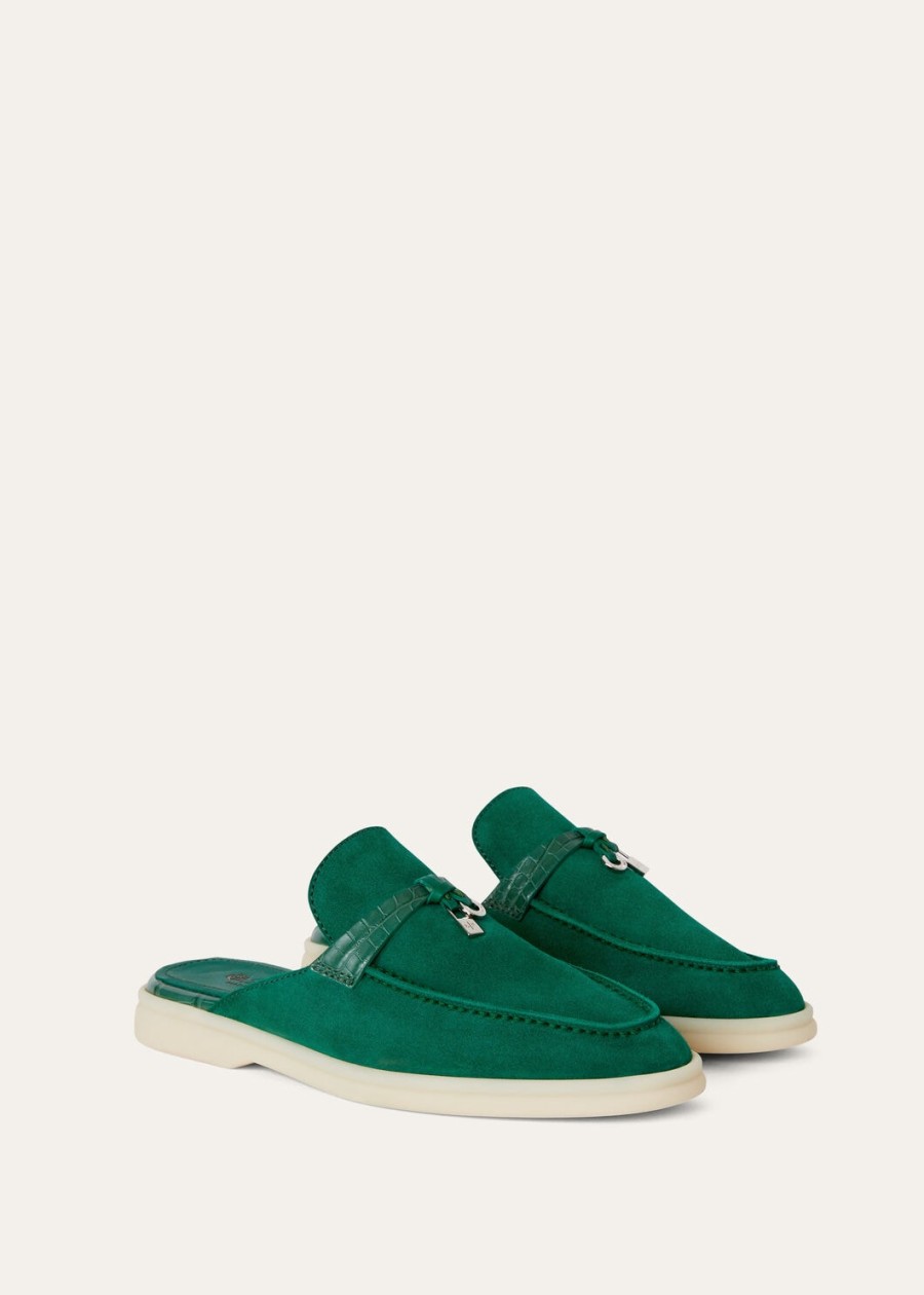 charms walk babouche loafer suède baobab groen