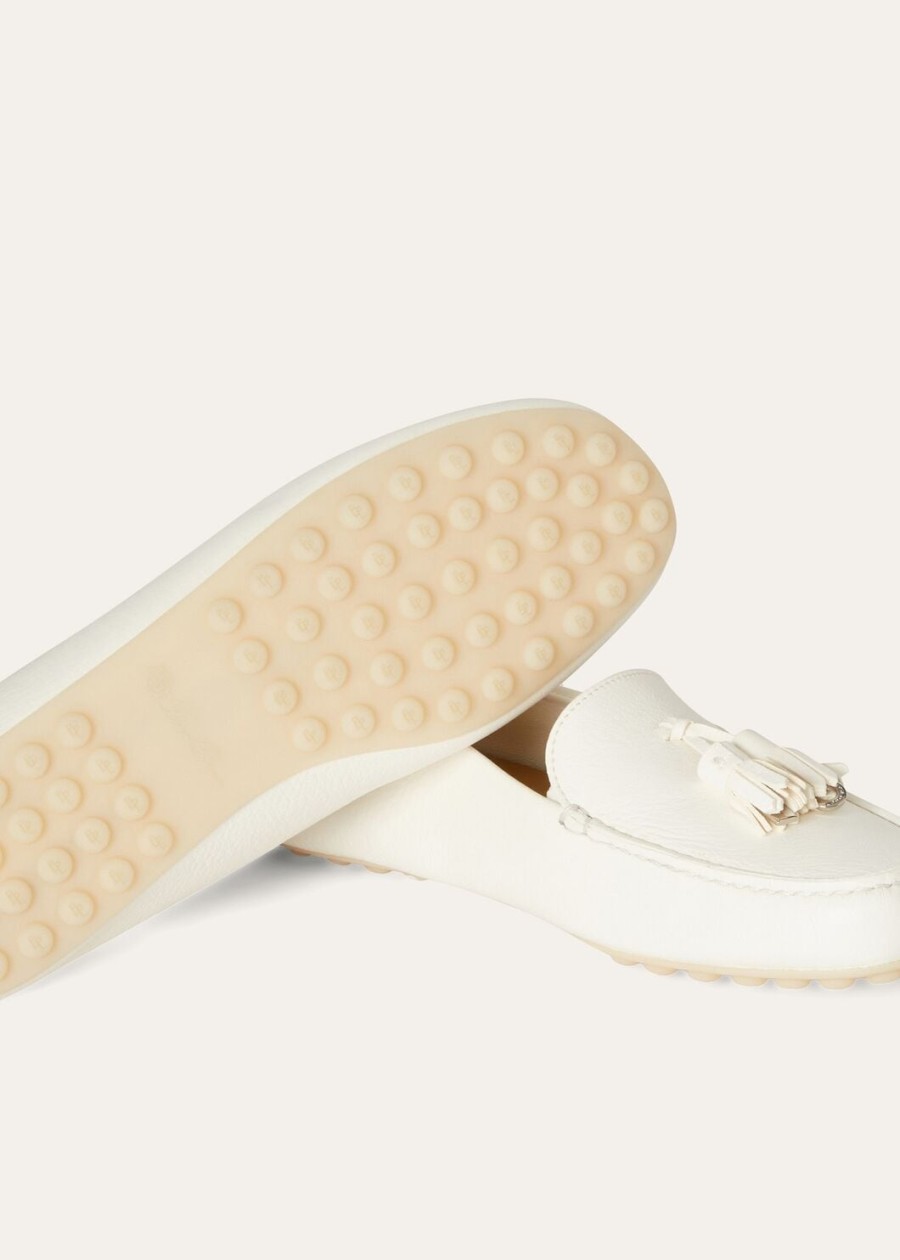 dot sole walk witte loafers van hertenleer