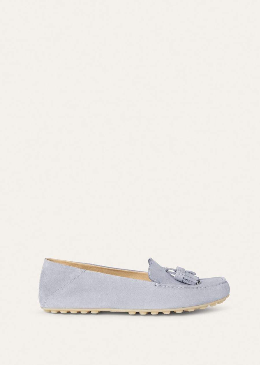 zircon goatskin suede dot sole walk loafer
