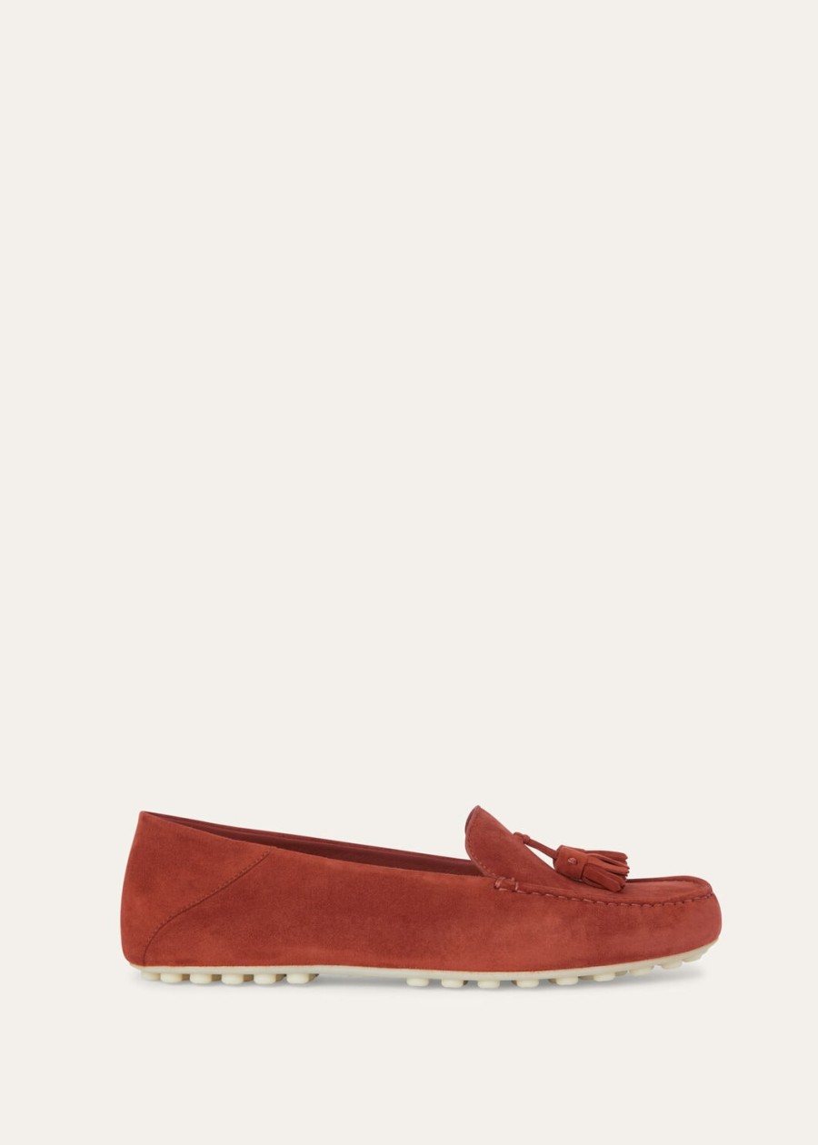 mocassins met stippenzool gemaakt van geitenleer en suède in de kleur bark bark.