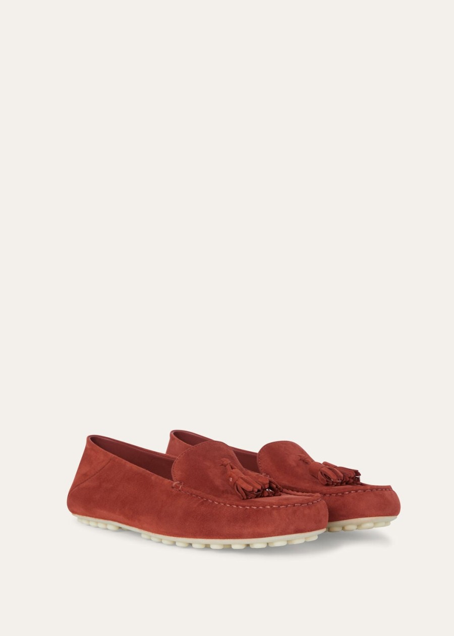 mocassins met stippenzool gemaakt van geitenleer en suède in de kleur bark bark.