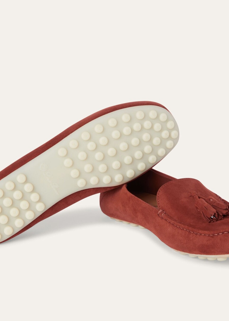mocassins met stippenzool gemaakt van geitenleer en suède in de kleur bark bark.