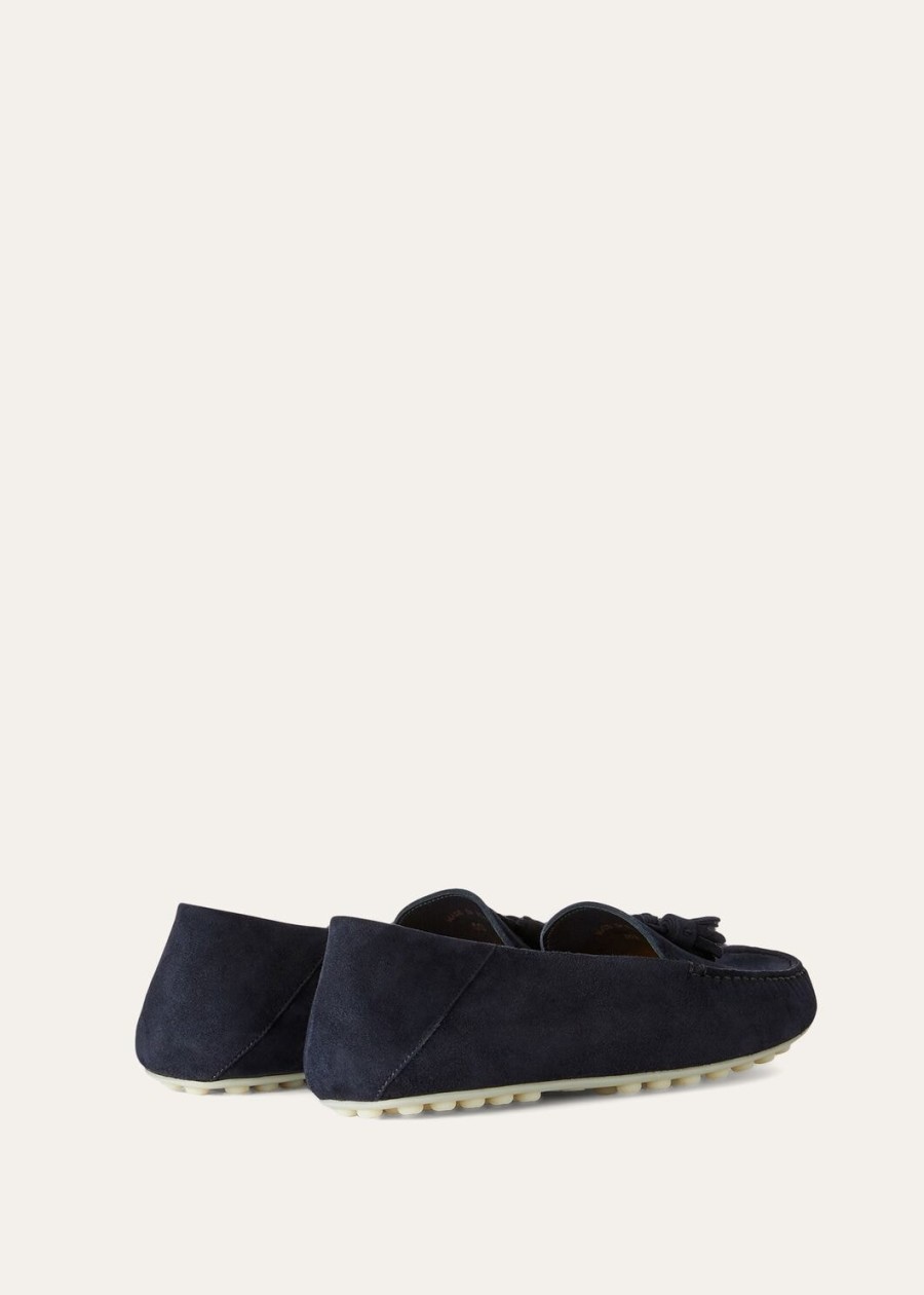 mocassins met stippenzool in geitenleer marineblauw
