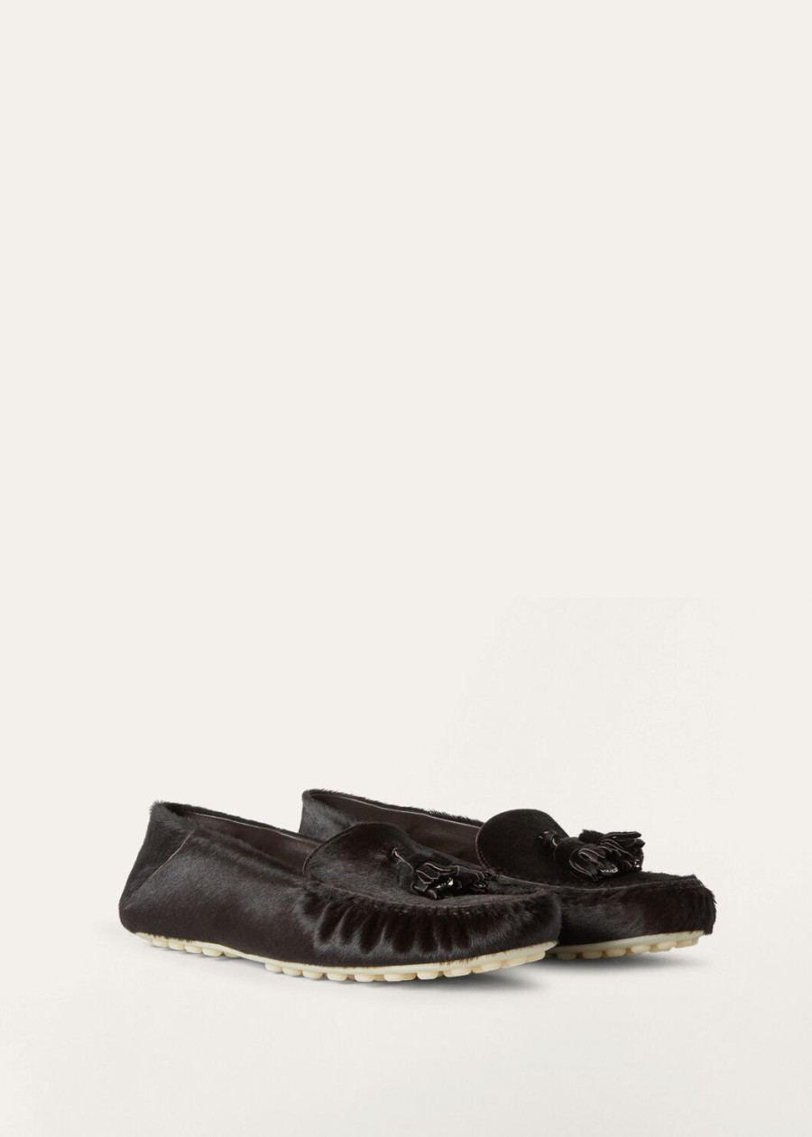 dot sole walk loafers van kalfsleer chocoladebruin