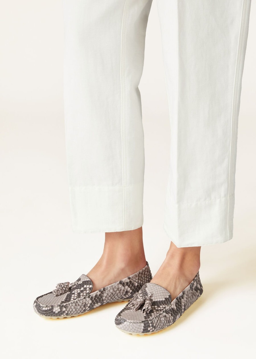 dot sole walk loafers python lilac macaron leather