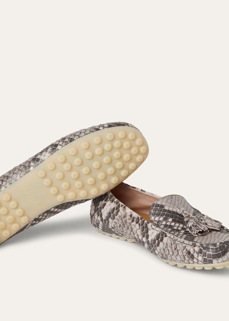dot sole walk loafers python lilac macaron leather