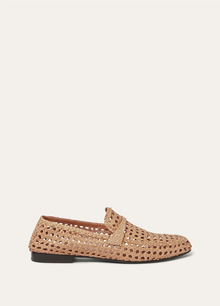 leon loafers van geitenleer naturel licht camelkleurig.