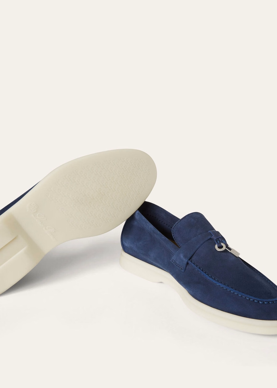 Summer Charms Walk Loafers Suède Echt Donkerblauw