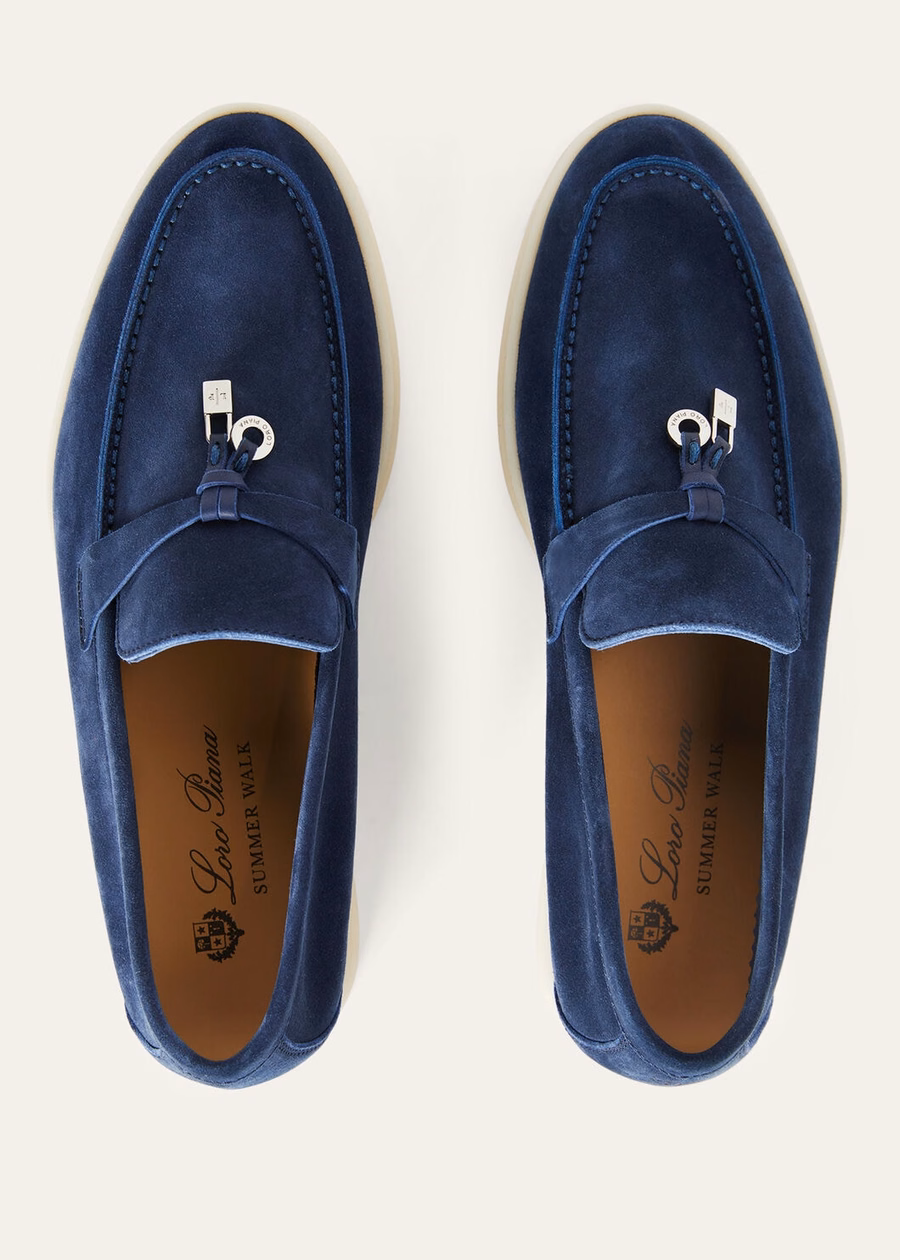 Summer Charms Walk Loafers Suède Echt Donkerblauw
