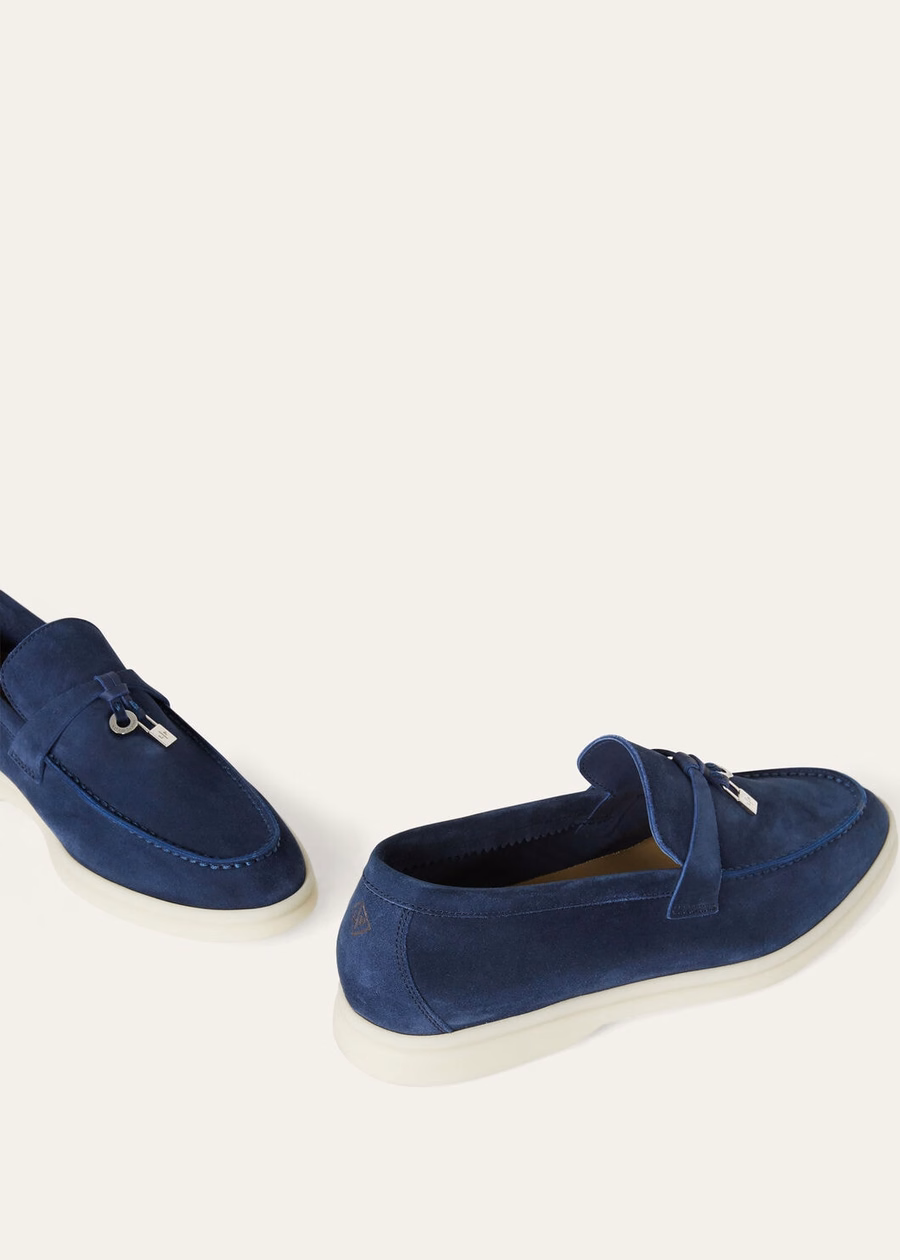 Summer Charms Walk Loafers Suède Echt Donkerblauw
