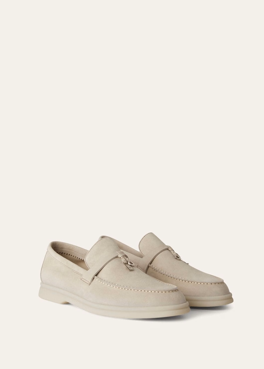 Summer Charms Walk Loafers Suede Powder Pearl