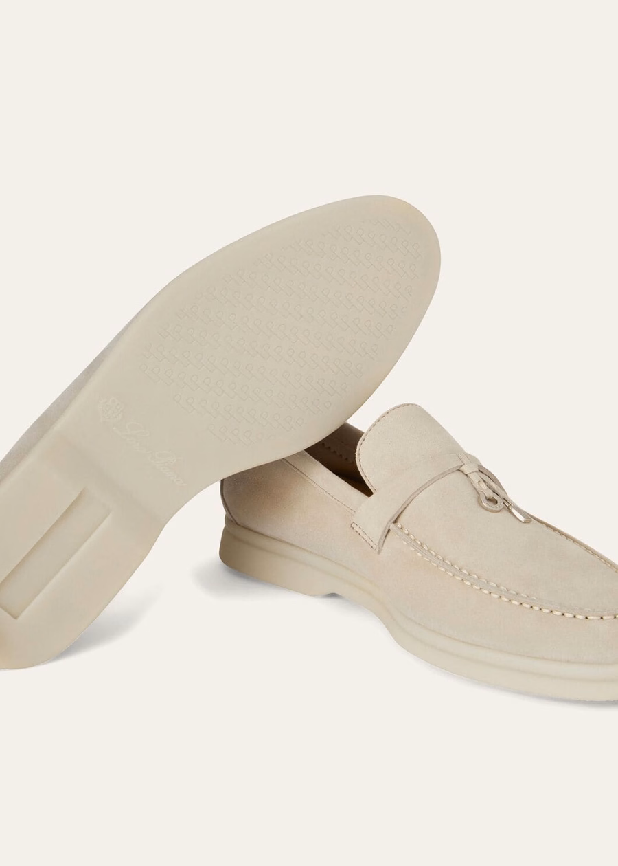 Summer Charms Walk Loafers Suede Powder Pearl