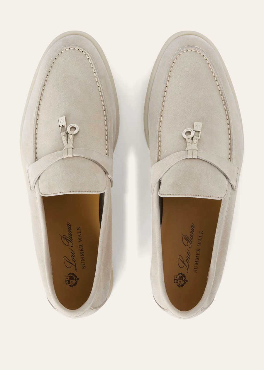 Summer Charms Walk Loafers Suede Powder Pearl