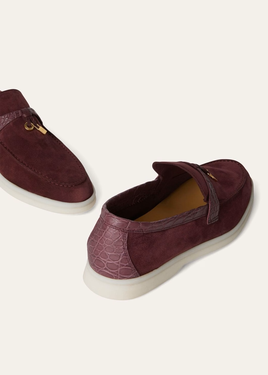 Summer Charms Walk Loafers Suede Wild Plum
