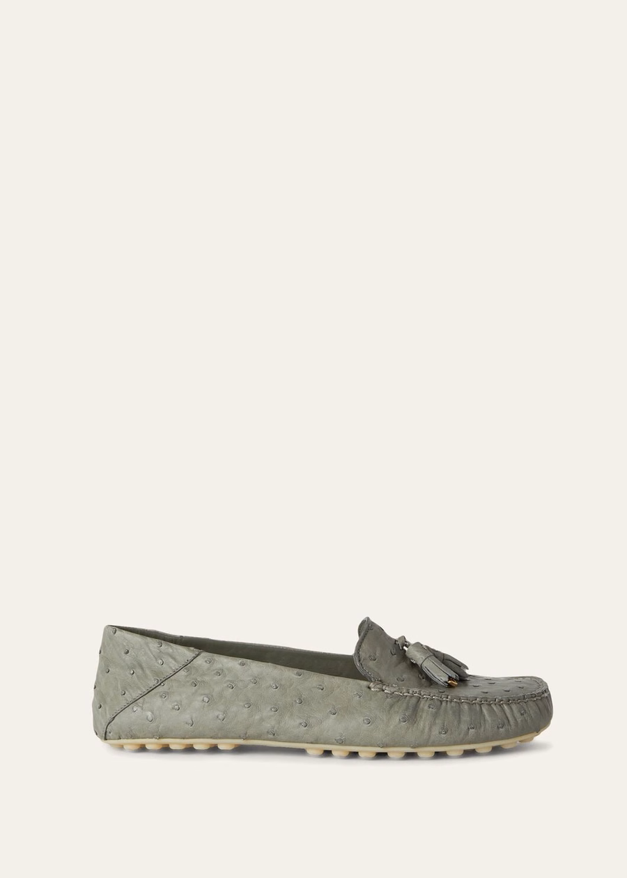 Dot Sole Walk Yerba Mate struisvogellederen loafers